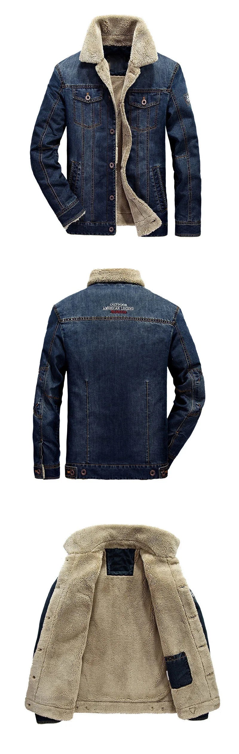 Winter warme und verdickte Herren lässige Jeans jacke Boutique Mode Baumwolle männliche blaue Jeans mäntel