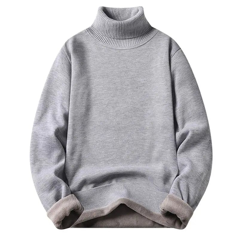 Herbst Winter Fleece Rollkragen Pullover Männer Mode Slim Fit Gestrickte Pullover Mens Einfarbig Warme Strick Pullover Pullover