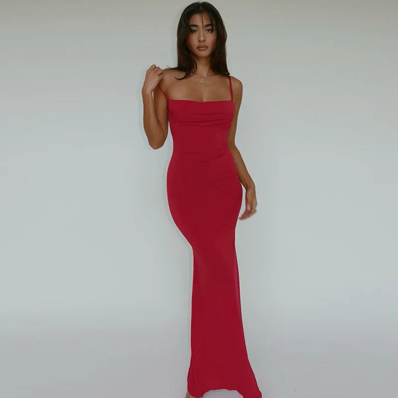 Cryptographic Draped Sexy Backless Sleeveless Slip Maxi Dress for Women Elegant Summer Sundresses Holiday Beach Vestido Clothes