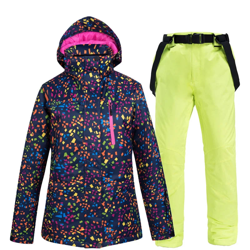 Winter Frauen Ski Anzug Thermische Ski Jacke Hosen Set Winddicht Wasserdicht Snowboarden Jacke Weibliche Ski Anzüge Schnee Mantel