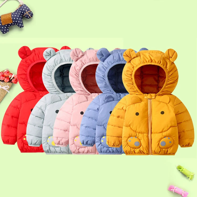 1 2 3 4 5 6 jahre Baby Jacke Cute Cartoon Bär Herbst Und Winter Mädchen Unten Jacke Mit Kapuze Zipper jungen Oberbekleidung Kinder Kleidung