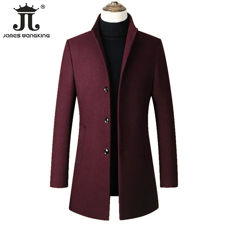 EUR Größe S-XXL Herbst Winter Dicke Warme Stehkragen Woolen Männer Mantel Business Casual Dünne MantelWoolen Jacke männlichen Windjacke