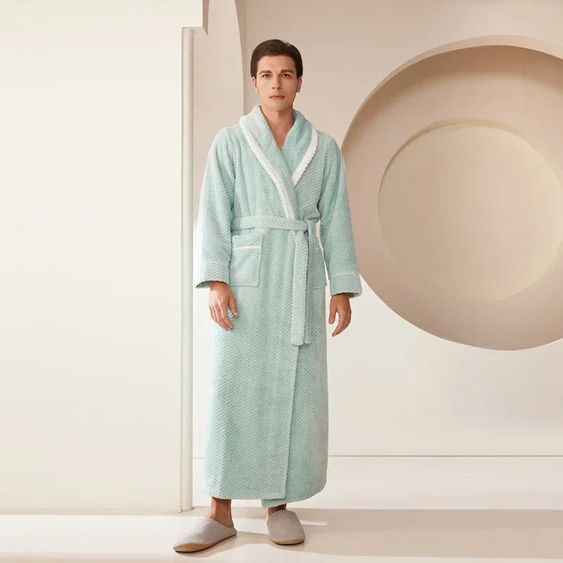 Verdicken Flanell Nachtwäsche Loungewear Paar Dusche Roben 2024 Herbst Winter Neue Bademantel Kimono Männer Lose Nachthemd Homewear