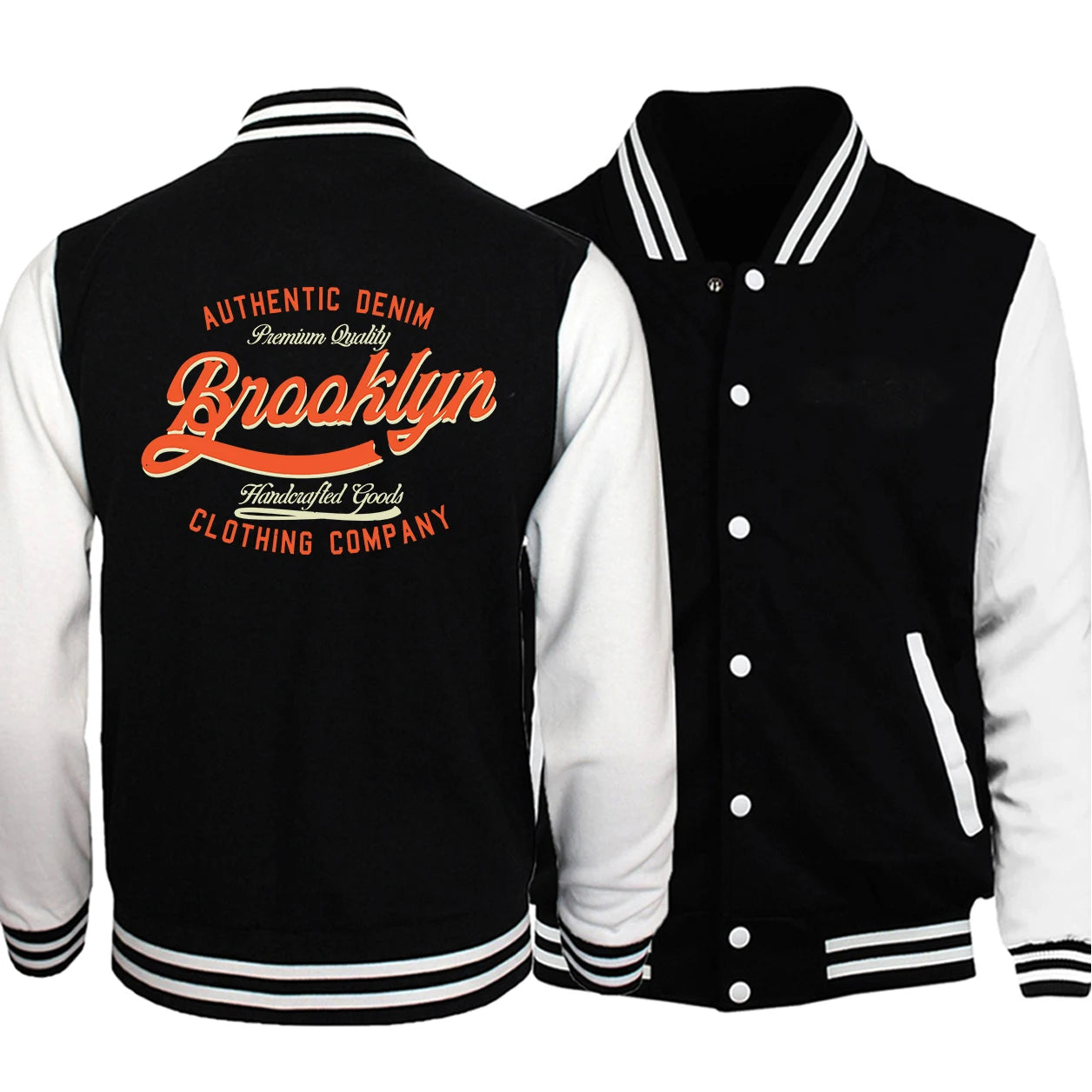 Brooklyn is a famous city in the United States Printing men Jacket Harajuku Fleece Fashion button vintage Oversize Streetwear