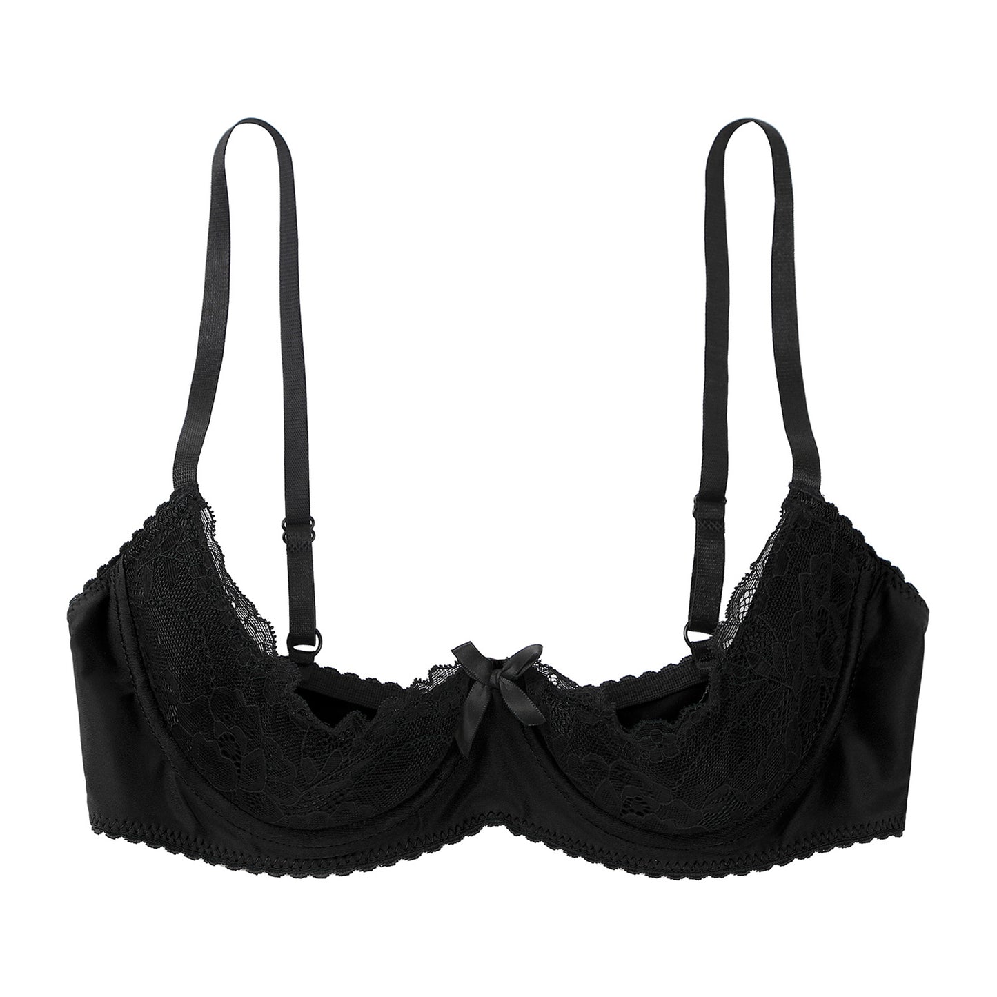 Damen sexy bestickte Spitze Demi Cup BHs Balcon ette ungefüttert unter verdrahtet Regal BH Bra lette Push-up Bandeau Unterwäsche