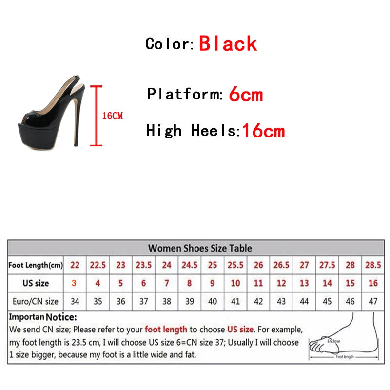 Liyke Size 35-42 Black High Heels Sexy 16CM Women Shoes Cozy Patent Leather Peep Toe Platform Pmups Escarpins Femmes Talons