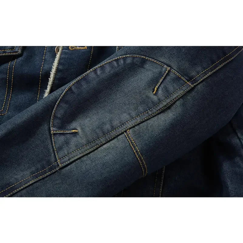 Winter warme und verdickte Herren lässige Jeans jacke Boutique Mode Baumwolle männliche blaue Jeans mäntel