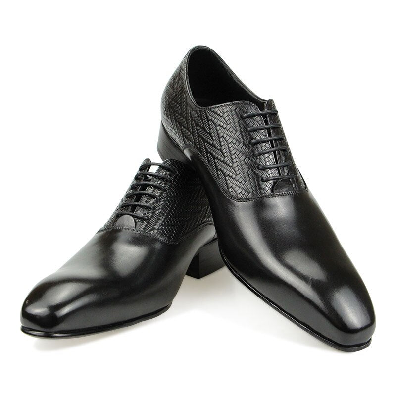 High Grade Black Leather Shoe Formal Office Oxfords Elegant Wedding Position Braid Leather Business Lace Up Men Shoes  Handmade