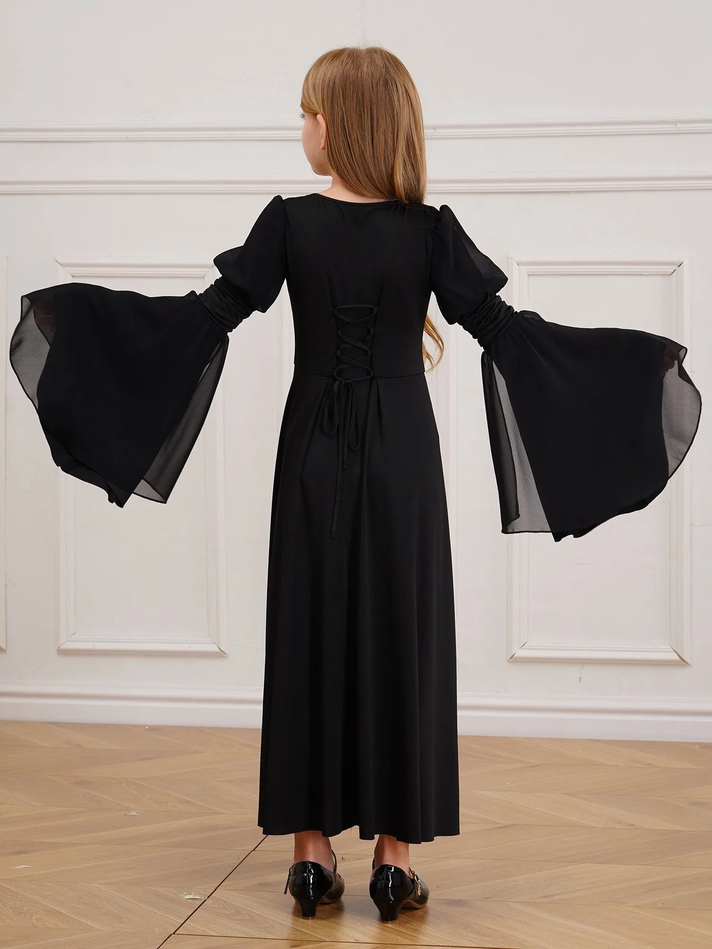 Kinder Mädchen mittelalter liche Renaissance Fee Kostüm Glocken ärmel Perlen viktoria nischen Kleid Retro-Kleid für Halloween Cosplay-Party