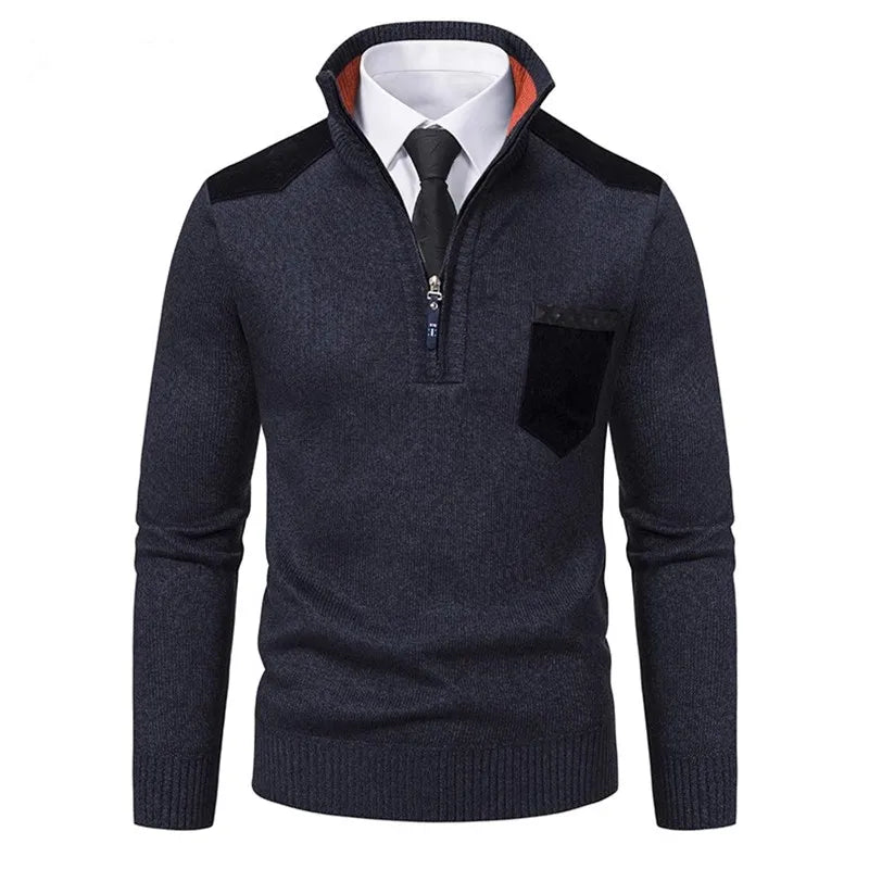 Herbst Winter Pullover Männer Pullover Mode Patchwork Halb Zipper Stehkragen Business Casual Herren Gestrickte Pullover Pullover