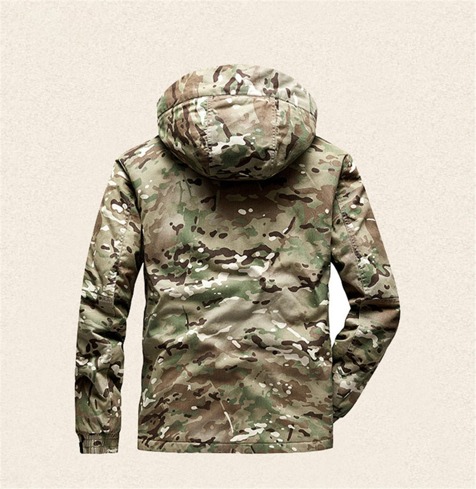 CP Camo Military Jacket Winter Cotton Thickened Warm Tactical Windbreaker Jackets Hooded Windproof Wear-resistant Hiking Coat