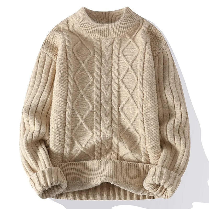 Neue männer Warme Pullover Gestrickte Pullover Rundhals Vintage Harajuku Lose Einfarbig Casual Winter Pullover Männer Pullover Mann