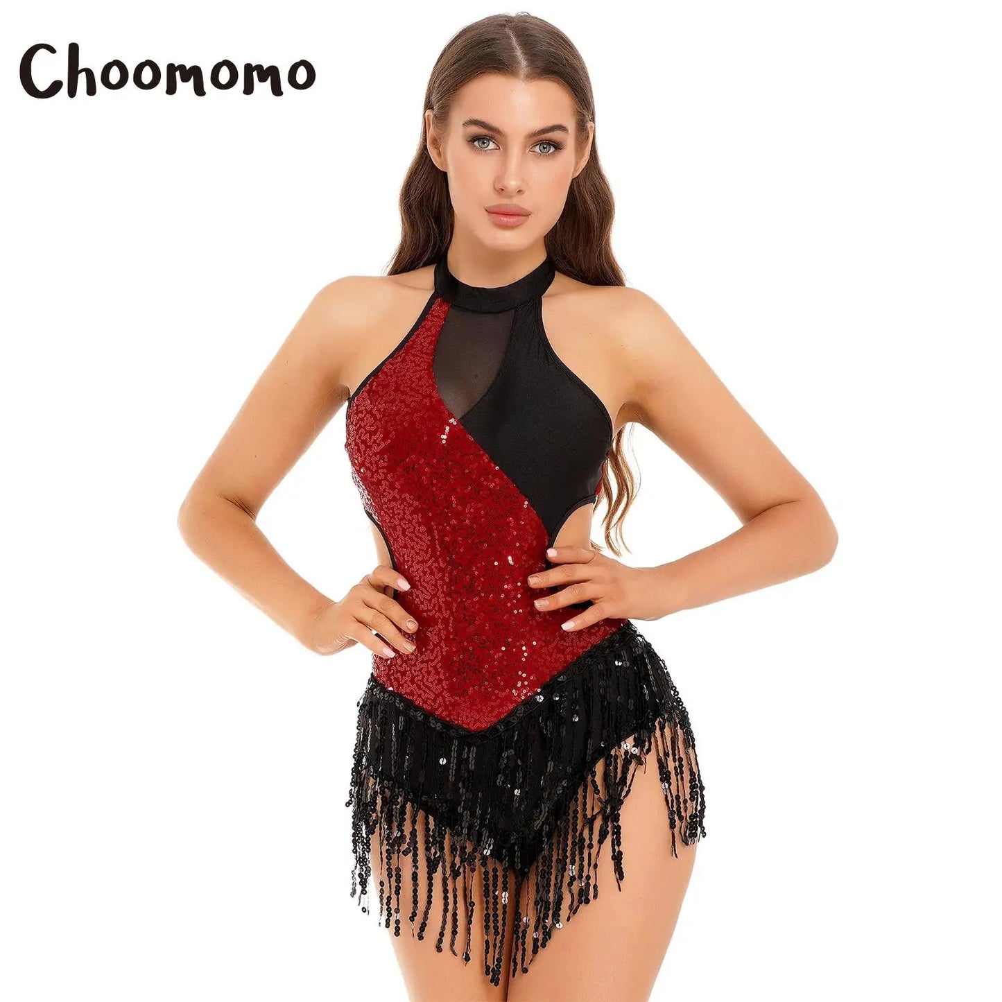 Damen Pailletten Quaste Fransen Flapper Latin Tanz kleid Trikot funkelnde Salsa Rumba Samba Cha-Cha Jazz Gesellschaft stanz Kostüm