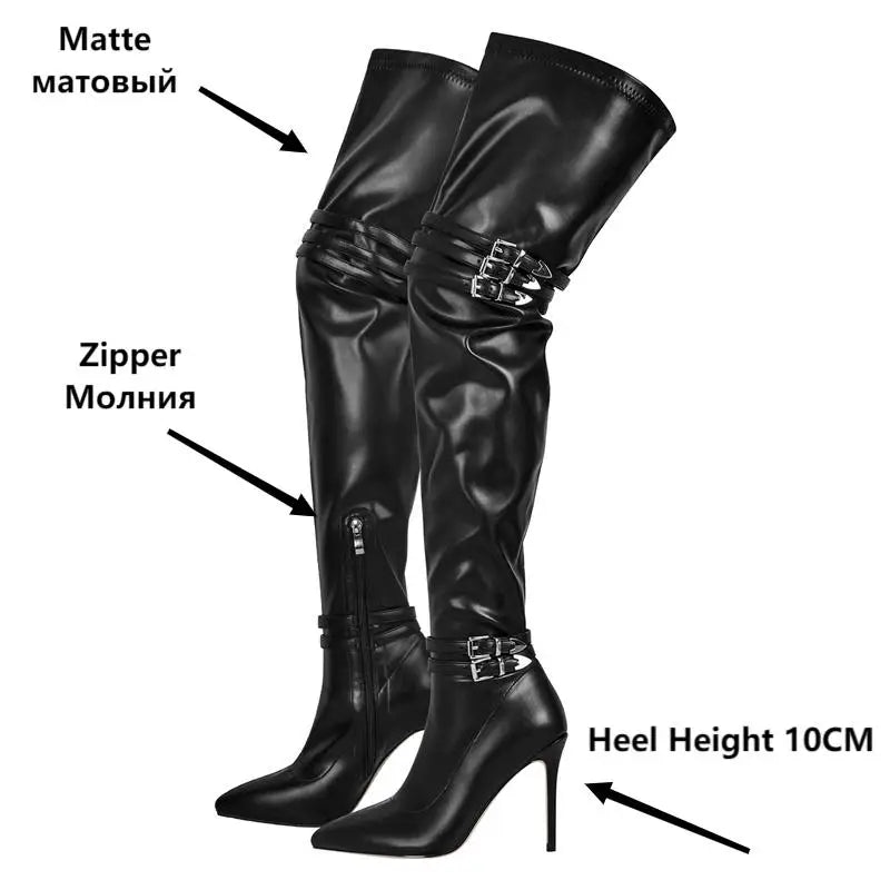 Only maker Frauen spitzen Zehen weiß über dem Knie Stretch stiefel große dünne High Heel Frau Stiletto Oberschenkel Stiefel