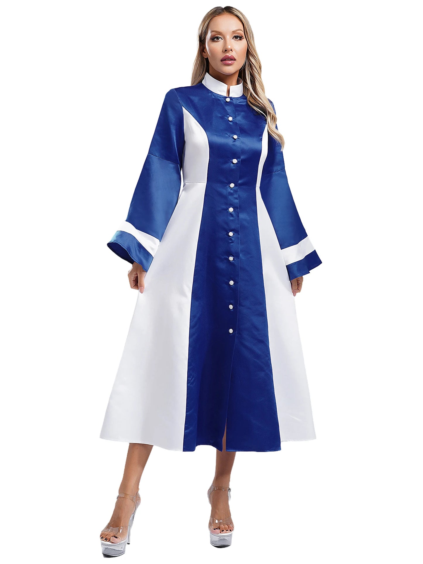 Mittelalterliches Klerus-Kleid für Damen, lange ausgestellte Ärmel, elegante Kirchenrobe, Pastor, Chor, christliches Kleid, Halloween-Cosplay-Kostüme