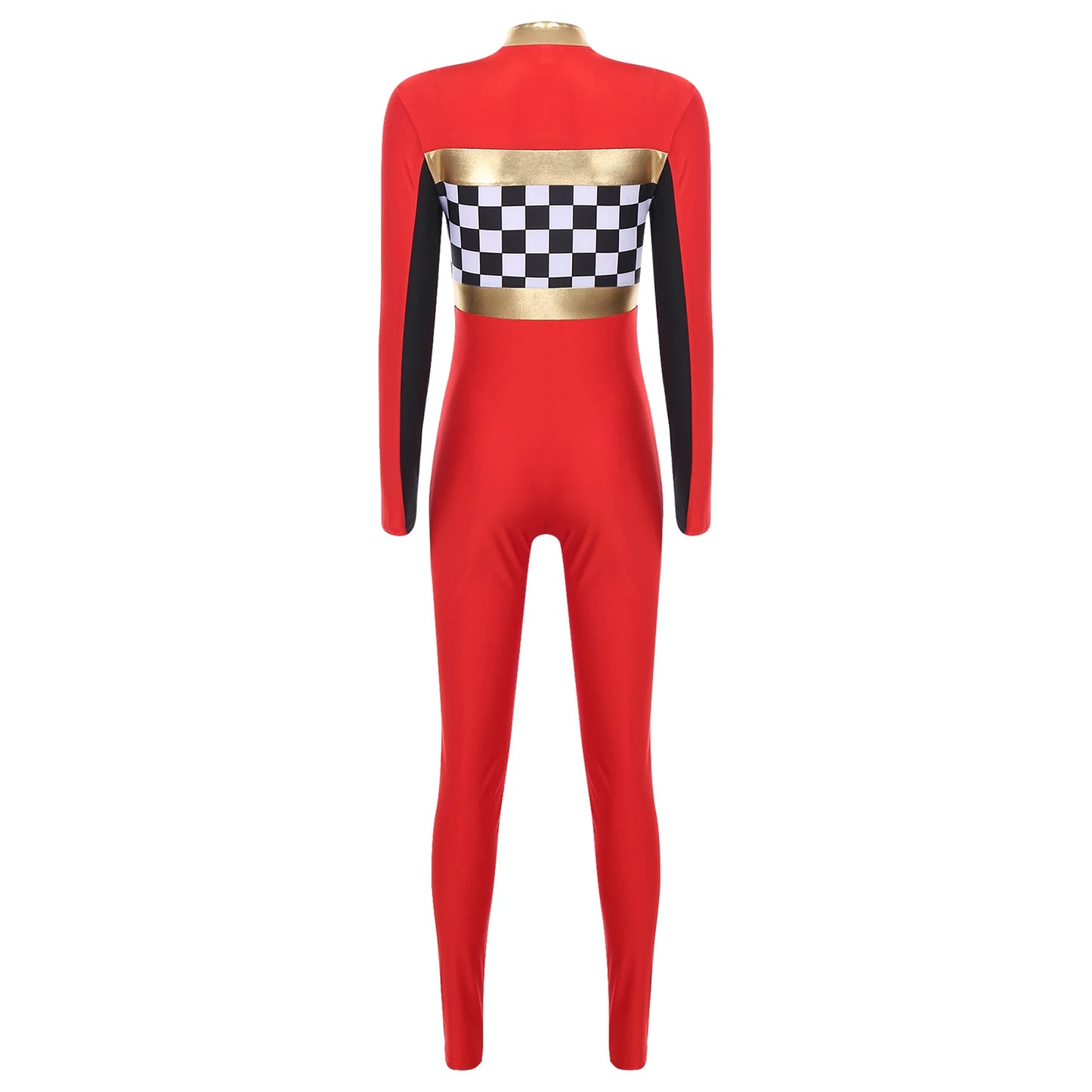 Damen Rennwagen Fahrer Overall Halloween Dragster Racer Pullover Kostüm für Themen Party Motorsport Cosplay Kostüm