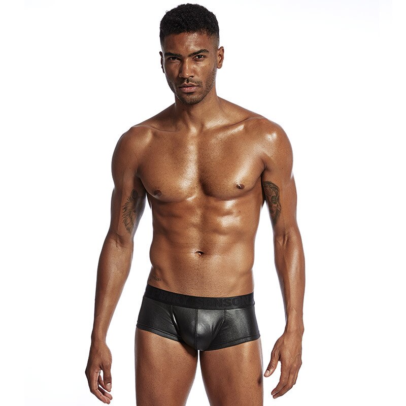 Pinky senson Men Sexy Underwear Snake Skin Imitation Leather Boxers Mens Boxer Shorts U Convex Low Waist Male Panties Underpants