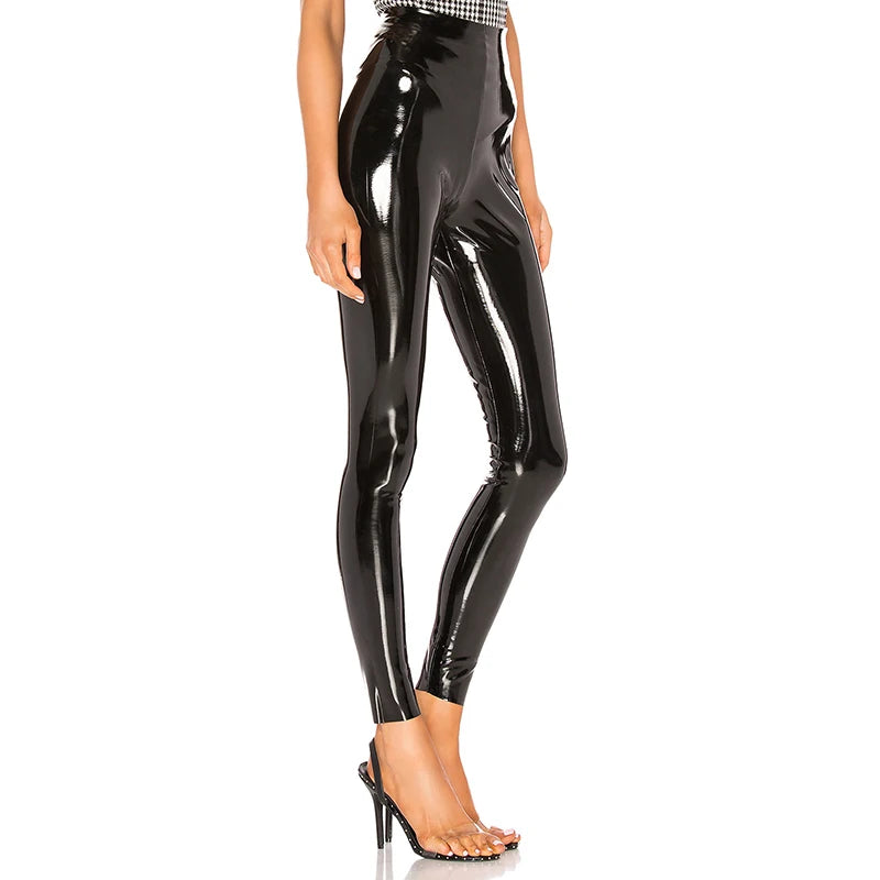 Frauen glänzende pu Leder weiß PVC-Hose schlanke 4xl sexy Leggings Latex dehnbare hohe Taille Bodycon Hose Sommer dünne Hose