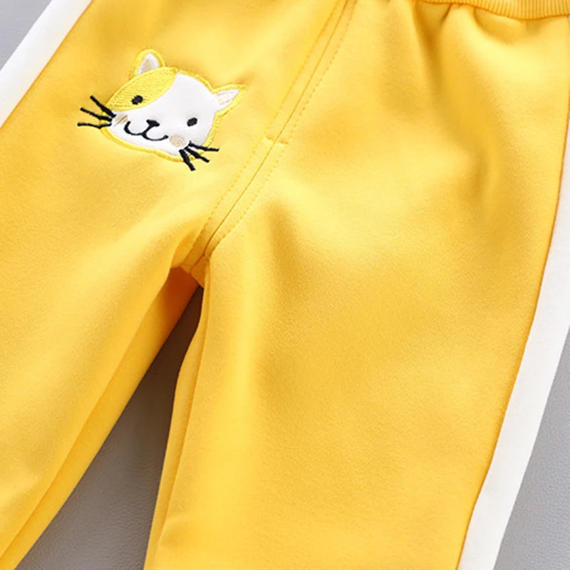 3 Stück süße Katze warm halten Mädchen Kleidung Herbst Jungen Kleidung Sets Kapuze Weste Mantel Hose Baby Anzüge 1-4 Jahre neue Kinder kleidung