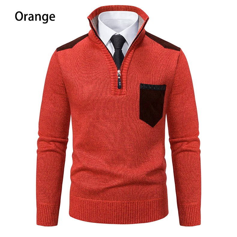 Herbst Winter Herren Strick pullover halber Reiß verschluss Pullover Herren Mode Slim Fit Stehkragen warme lässige Strick pullover