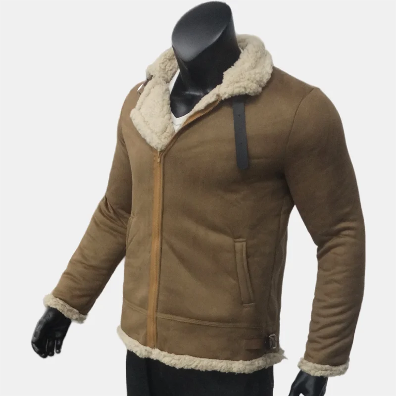 Wildlederjacke für Herren, Winter, leicht, warm, Fleecemantel, kältebeständig, Reißverschluss, Herrenbekleidung, Oberbekleidung aus synthetischer Wolle, M-5XL