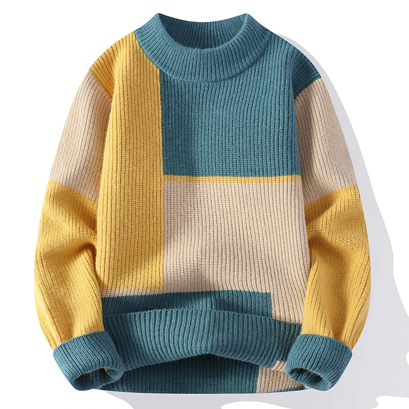 Herbst Winter dicke Mode Pullover Männer o Hals Strick pullover Herren Patchwork lässig Strick pullover koreanischen Pullover Strickwaren Mann