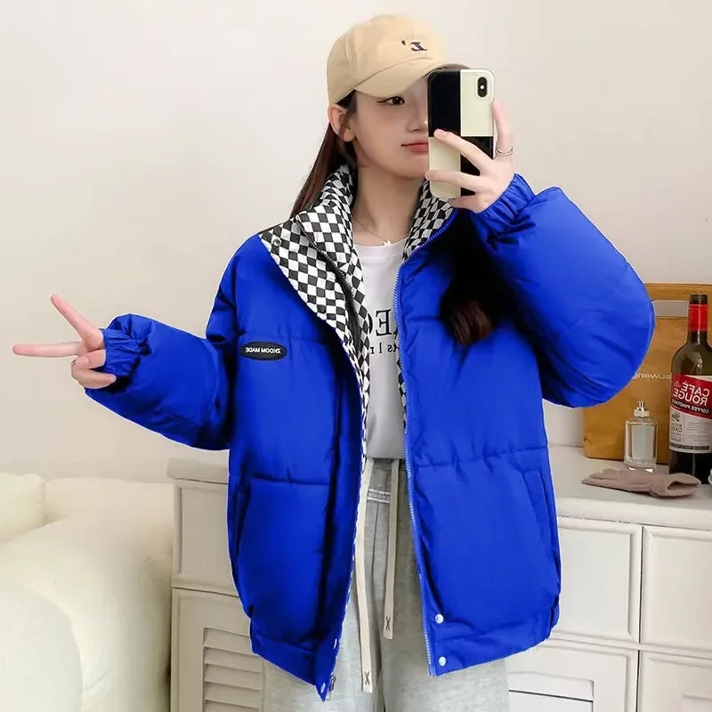 2024 Winter Daunen Baumwolle losen Mantel Frauen gepolsterte Jacke Herbst Frau solide dicke warme Puffer Parkas schwarz weiß Overs ize Outwear