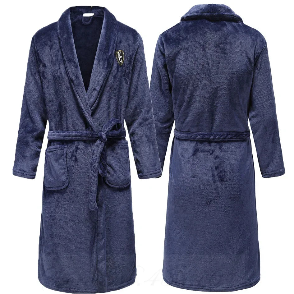 Flanell Frauen Kimono Bademantel Kleid mit Tasche PLUS GRÖßE 3XL Winter Verdicken Korallen Fleece Robe Nachtwäsche Hause Kleidung Lounge Tragen