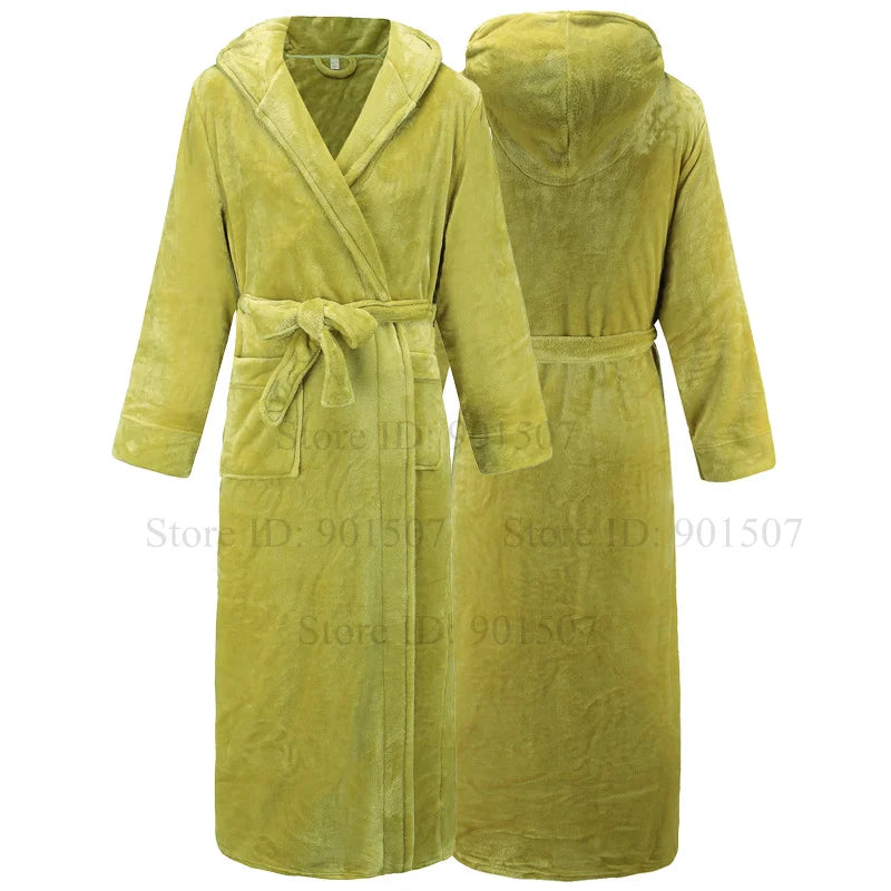 Kapuze Bademantel Nachthemd Frauen Weich korallen Fleece Roben Herbst Winter neue Nachtwäsche Liebhaber lange Kimono Kleid verdicken Nachtwäsche