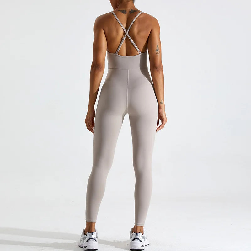 Yoga Jumpsuit Women Sports Jumpsuit Set Gym Sleeveless Fitness Suit Elastic Gym Workout Bodysuit Push-up Athletic Wear