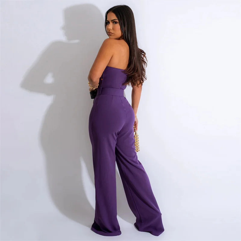 Mode Schräge Hals Schulter Riemen Overall Frauen Runde Nieten Dekoration Strampler Weibliche Backless einteiliges Hosen Gürtel Enthalten