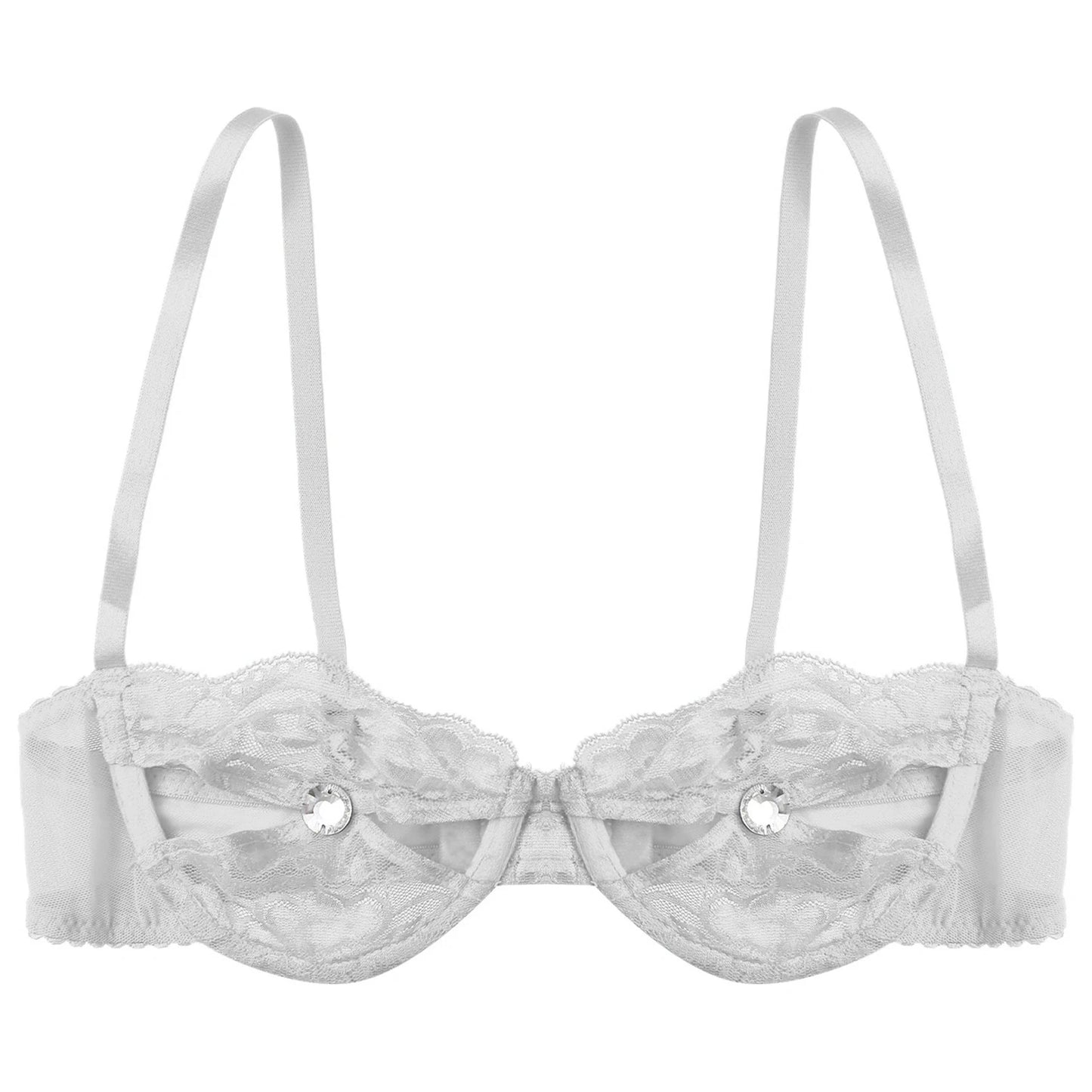 Frauen Blumen Spitze Dimond Nippel BH Top Bügel ausschnitt vorne ungefüttert Push-up Balcon ette Dessous Unterwäsche Top