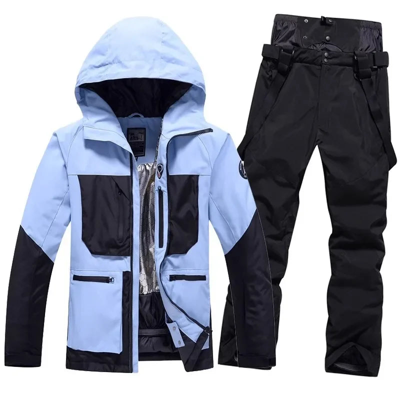 Winter Skiing Suits Women Men Waterproof Snow Hoodie Set Outdoor Mountain Couple Snowboard Clothes Warm Sports Snow Jacket Pants