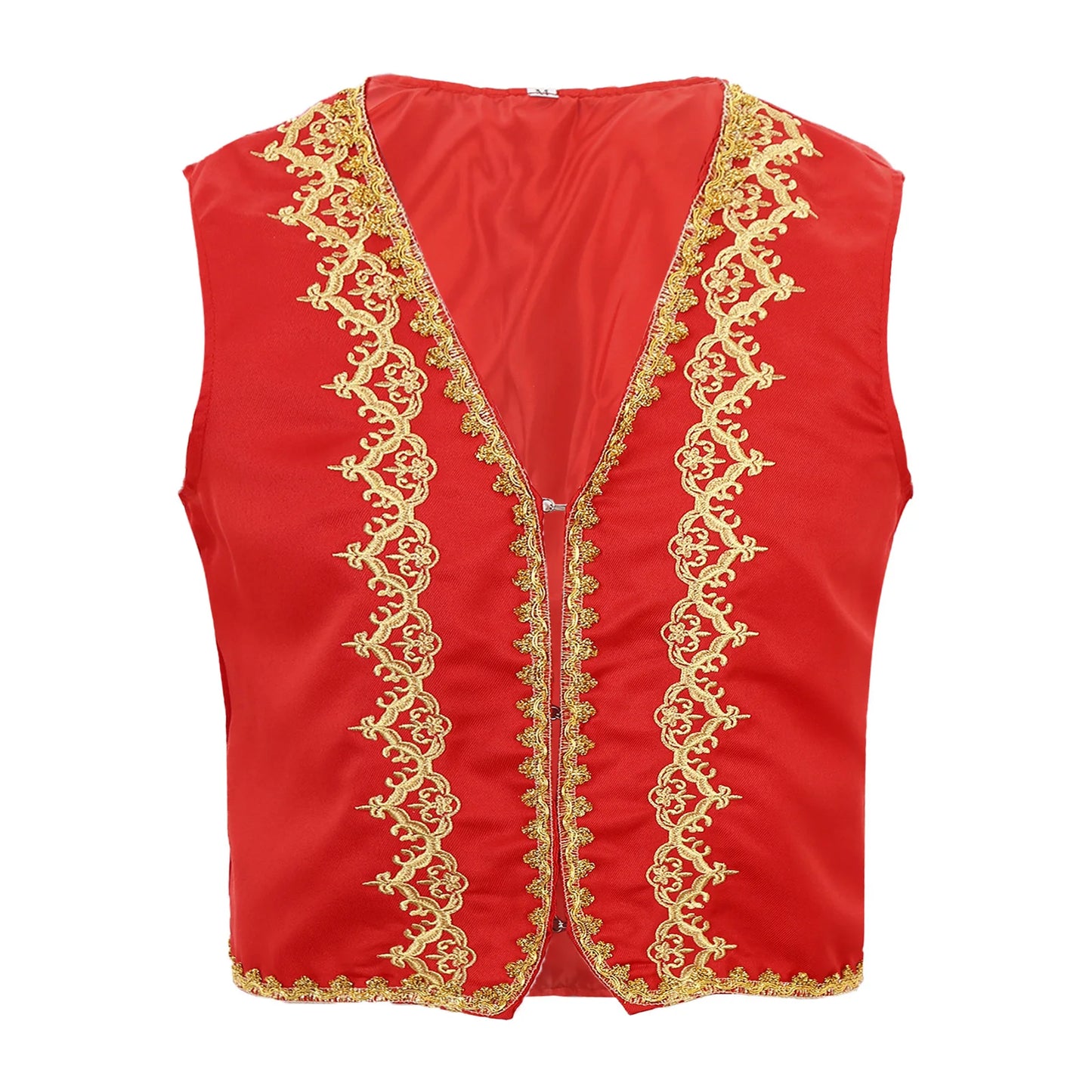 Mens Gothic Steampunk Vest Gold Trims Embroidery Medieval Victorian Waistcoat Arabian Vest Halloween Stage Cosplay Prom Costume