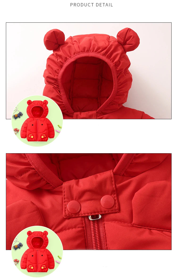 1 2 3 4 5 6 jahre Baby Jacke Cute Cartoon Bär Herbst Und Winter Mädchen Unten Jacke Mit Kapuze Zipper jungen Oberbekleidung Kinder Kleidung