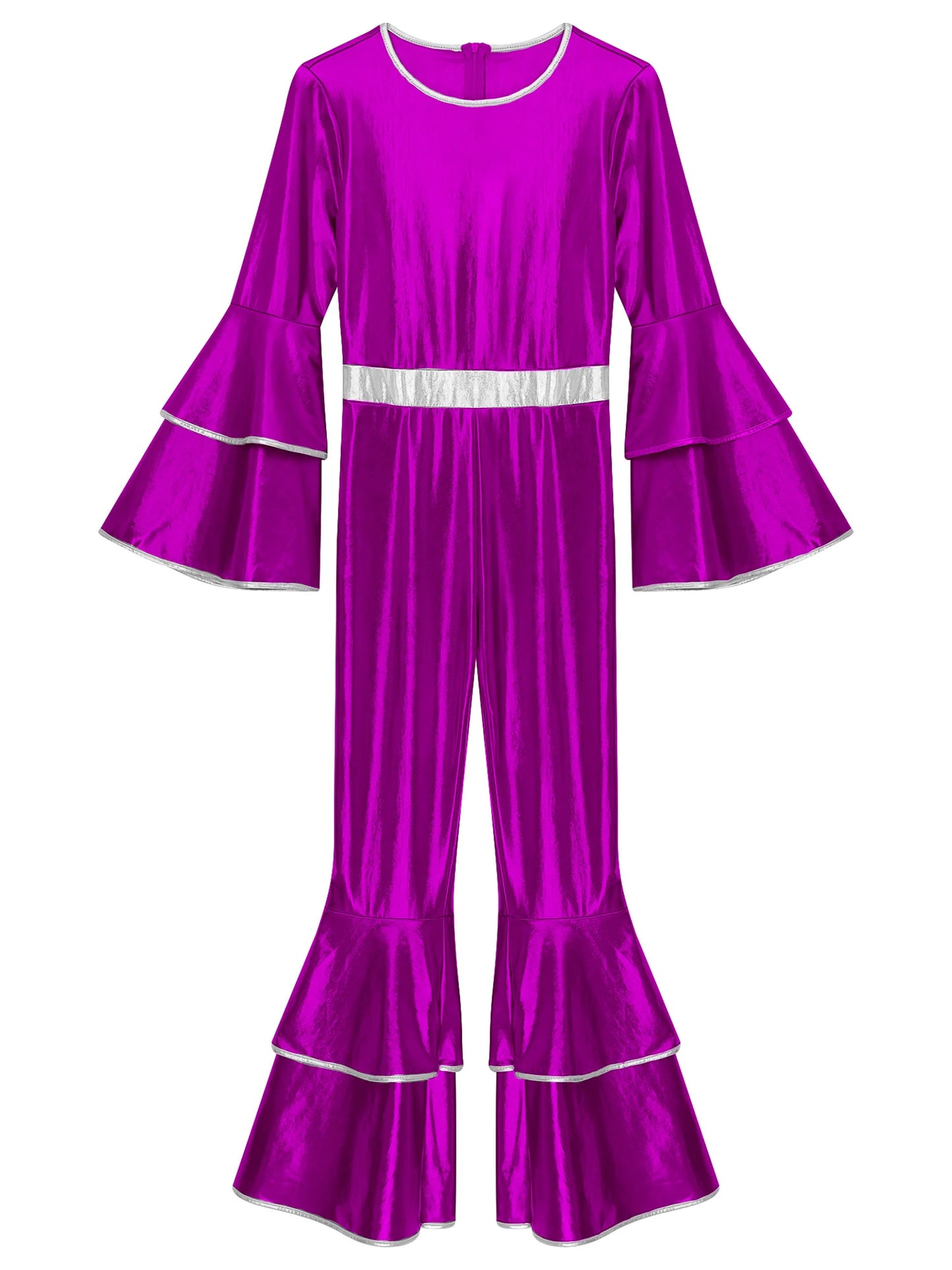 Damen Disco Kostüme sexy glänzend metallisch Retro Tanz Overall 70er 80er Jahre Hippie-Thema Party Halloween Cosplay Kostüm