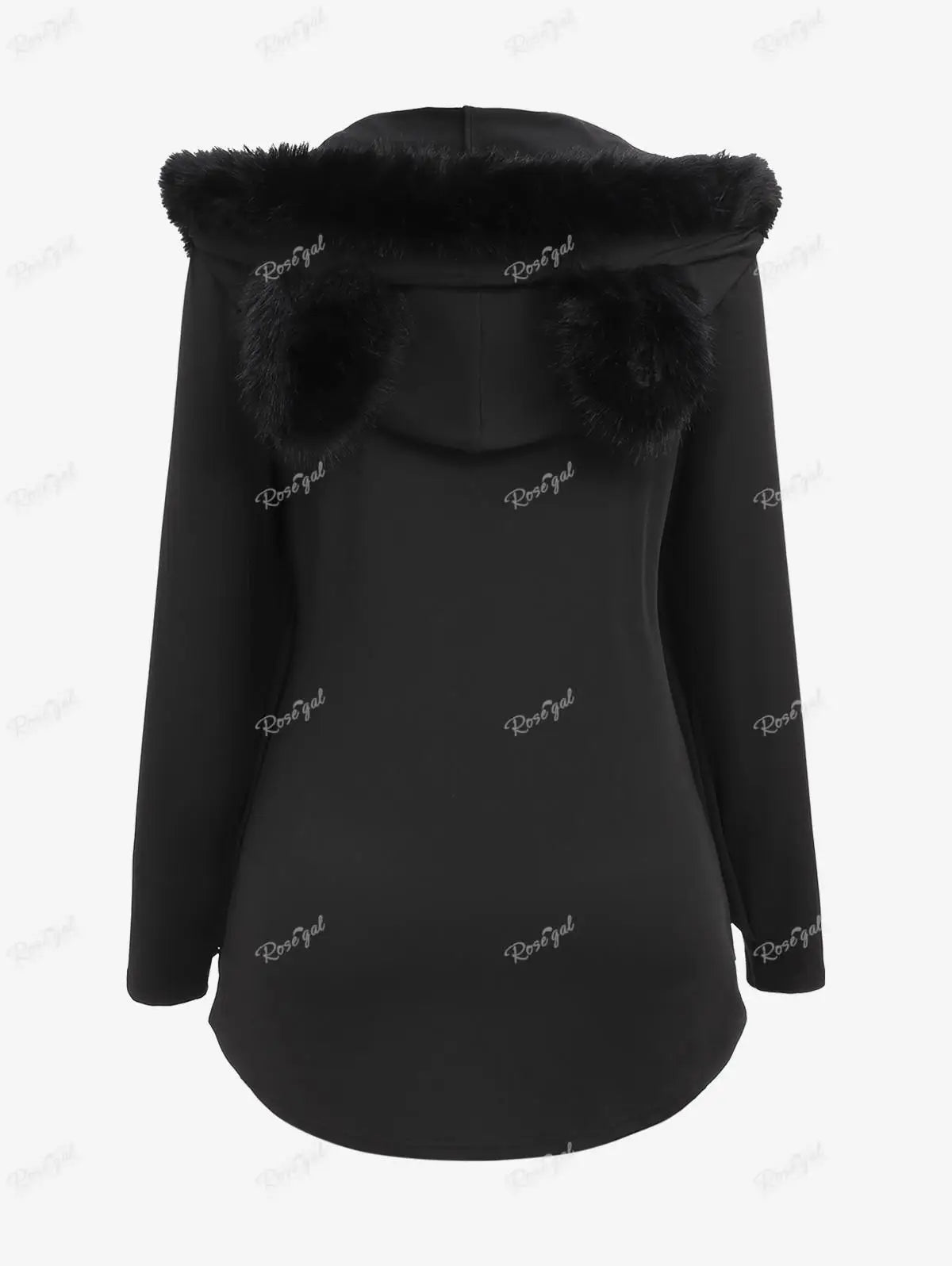 Ros gal Plus Size Damen voller Reiß verschluss Pelz Hals Fledermaus Flügel Kapuzen mantel schwarz High Stretch Jacken lässig Frühling Herbst Outwear Tops