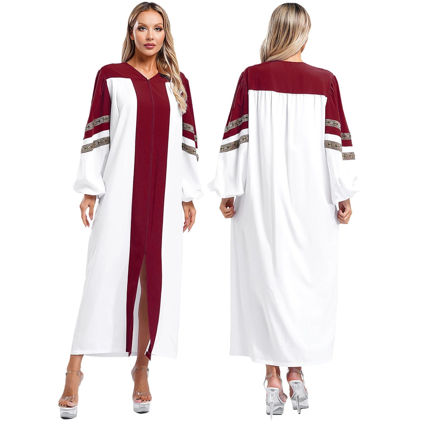 Damen Klerus Roben Minister Chor Robe Mittelalter Soutane Prediger Pastor Lange Kleider Abschlusskleid Halloween Cosplay Dress Up