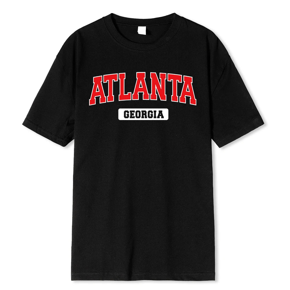 Atlanta Georgia Street Printing Men T Shirt Fashion Casual Tshirts Street Oversize Tshirt Loose 100% Cotton Tee Clothing Man