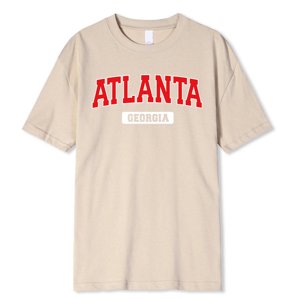 Atlanta Georgia Street Printing Men T Shirt Fashion Casual Tshirts Street Oversize Tshirt Loose 100% Cotton Tee Clothing Man