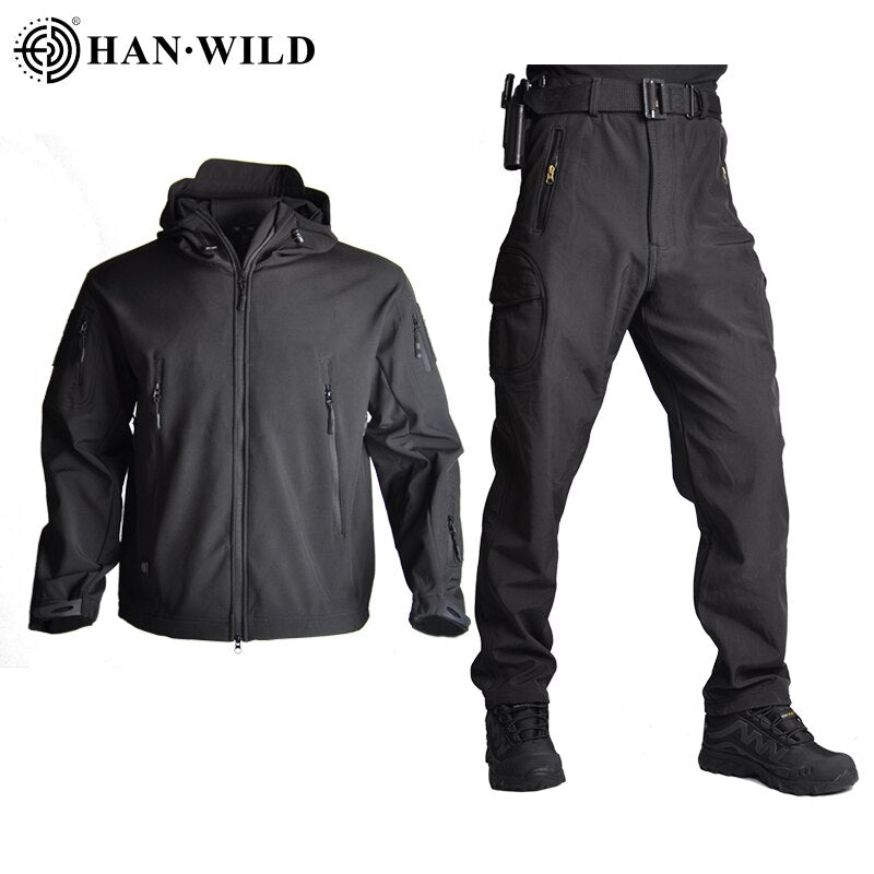 HAN WILD Tactical Jacket Men Soft Shell Jackets Army Waterproof Camo Hunting Clothes Suit Camouflage Shark Skin Military Uniform