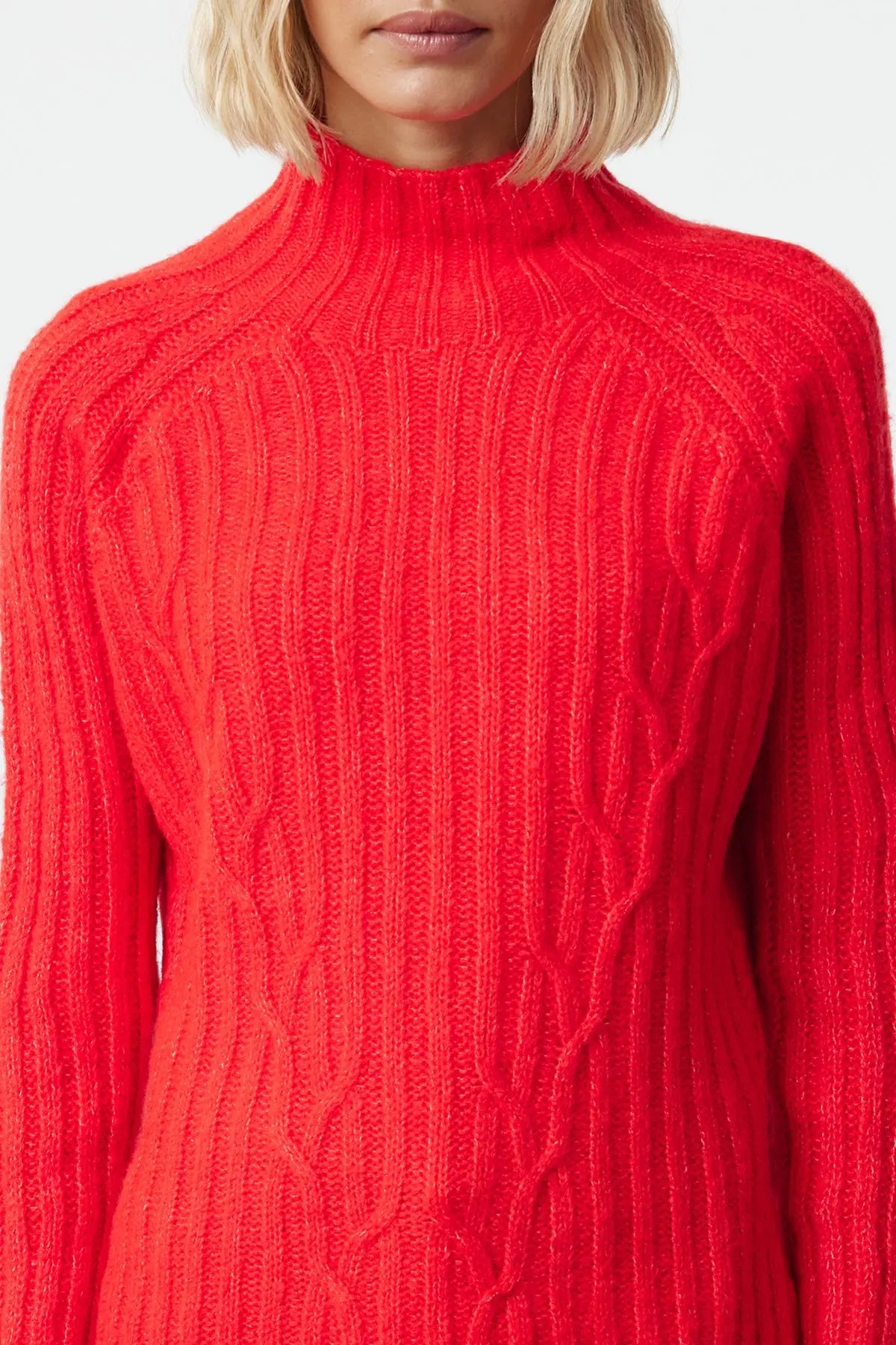 Trendyol TYZA Damen-Pullover, Stehkragen, Zopfmuster, lässige Strickwaren, reguläre Passform, Raglanärmel-Pullover und Pullover