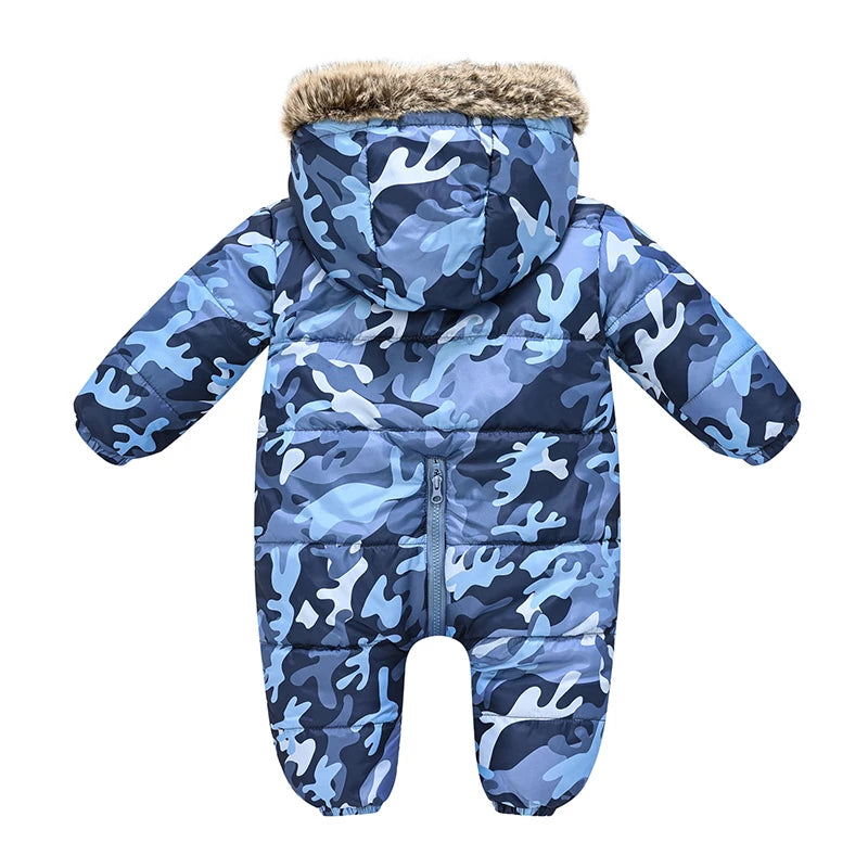 6 9 12 18 24 36 Monate Winter Baby Stram pler niedlichen Cartoon warme Mode Kapuze Reiß verschluss Pelz Kragen Junge Overall neue Kinder tücher