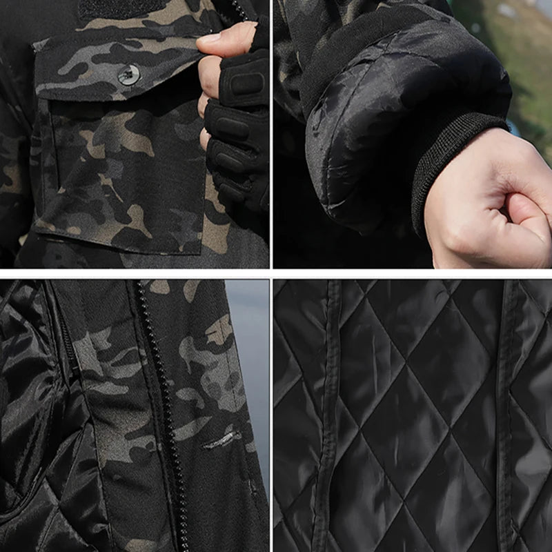 HAN WILD Winter Coat Long Camouflage Jacket Men Thick Warm Long Parkas Coats Detachable Cap Fur Collar Military Windbreaker