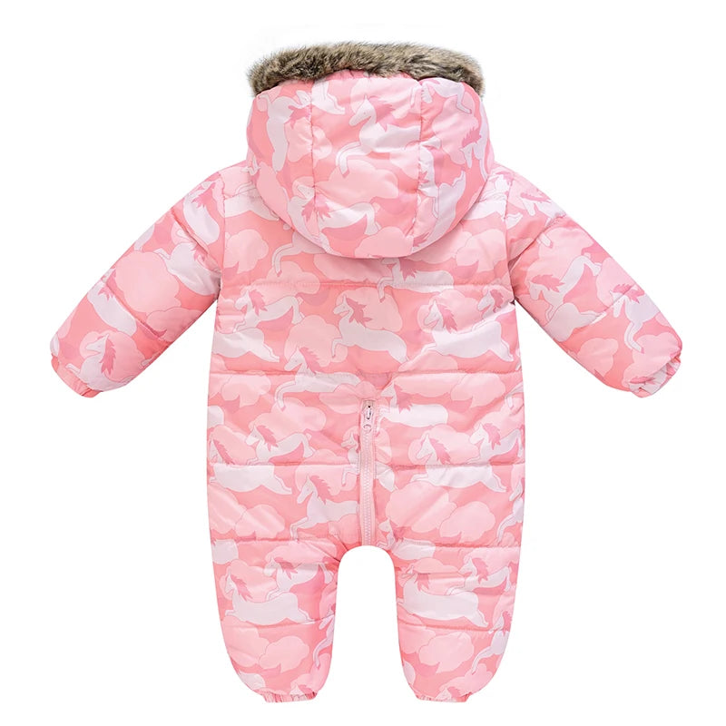 6 9 12 18 24 36 Monate Winter Baby Stram pler niedlichen Cartoon warme Mode Kapuze Reiß verschluss Pelz Kragen Junge Overall neue Kinder tücher