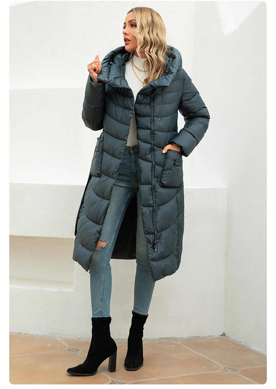 Gasman Mode Parkas Frauen lässig Kapuze Taschen gürtel Frauen Daunen jacke weibliche Mäntel Outwear