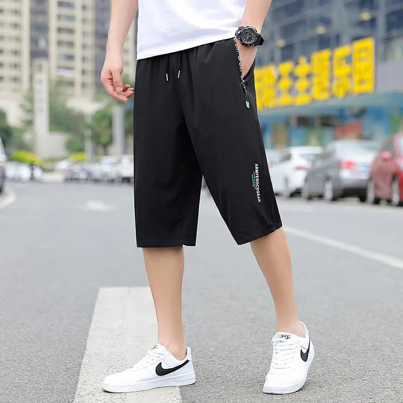 Plus Size Stretch Men's Cropped Pants Casual Pants 8XL Summer Letter Printing Streetwear Beach Pant Men Clothing Sweat Pants F20