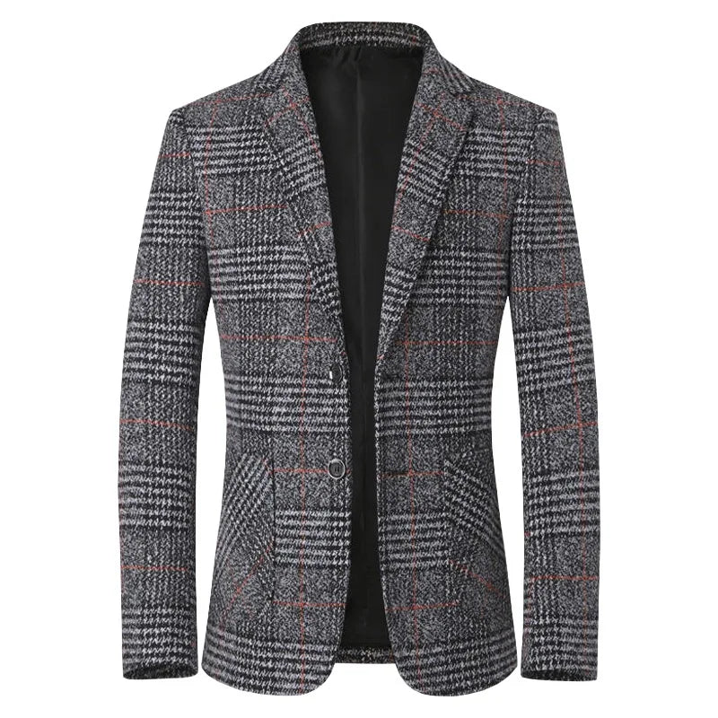 Classic Men's Suit Jacket England Plaid blazers high quality Business Causal Suit Men Clothing Conjuntos De Blazer A2F1732