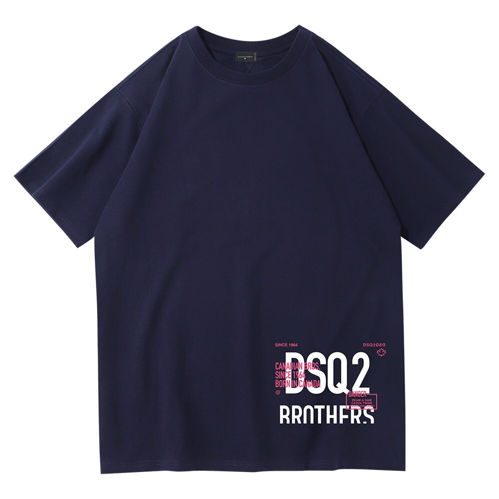 DSQ2 Brand Mens Summer T-Shirt Print ICON High Quality Cotton Mens Womens Casual Loose Short Sleeve Couple T-shirt Hip Hop