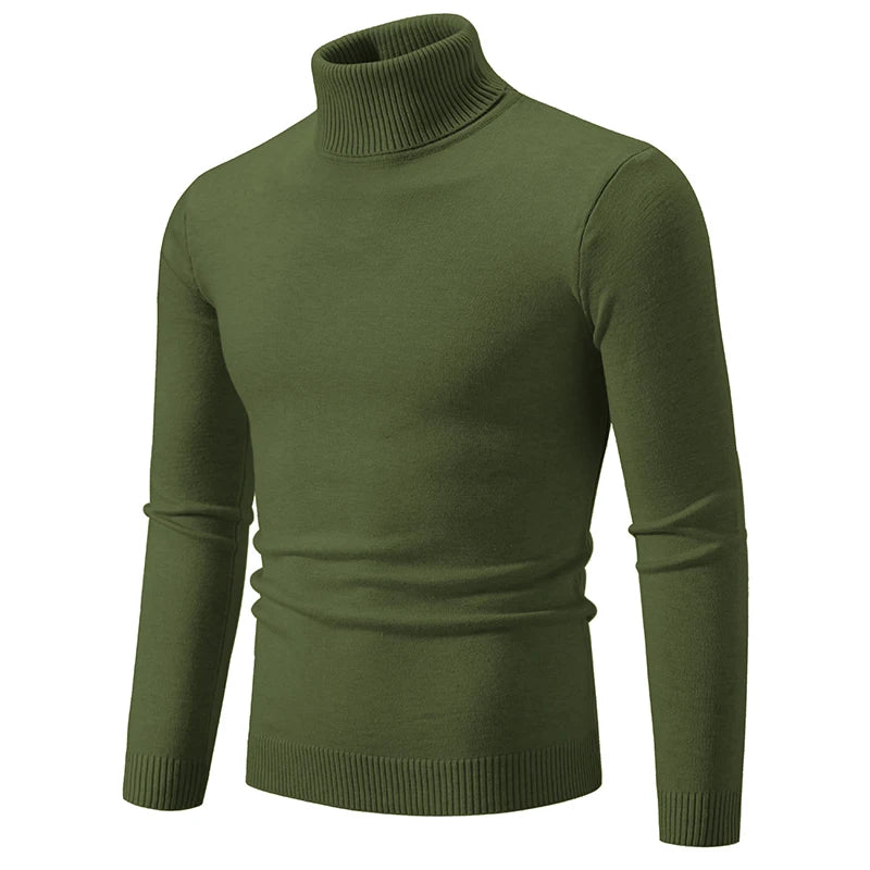 Herren gestrickte Roll kragen pullover Herbst Winter Slim Fit Strick pullover Männer lässig einfarbig Roll kragen pullover Strick pullover Mann